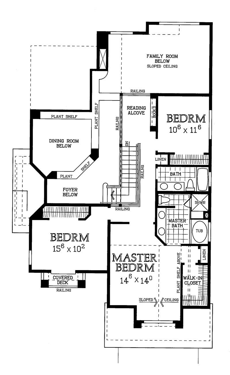 Floor Plan Second Story of Contemporary Plan #137-1482