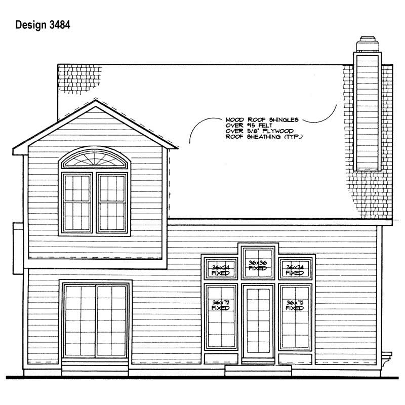 Home Plan Rear Elevation of this 3-Bedroom,2087 Sq Ft Plan -137-1483