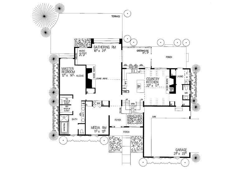 Floor Plan First Story of Country Plan #137-1487