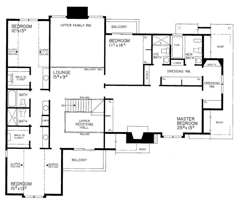 Floor Plan Second Story of European Plan #137-1488
