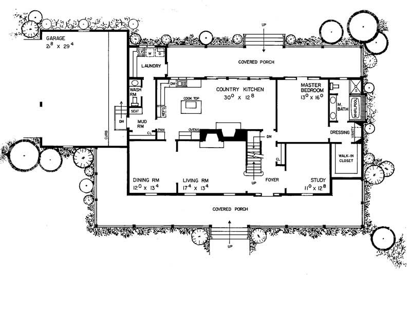 Floor Plan First Story of Country Plan #137-1490