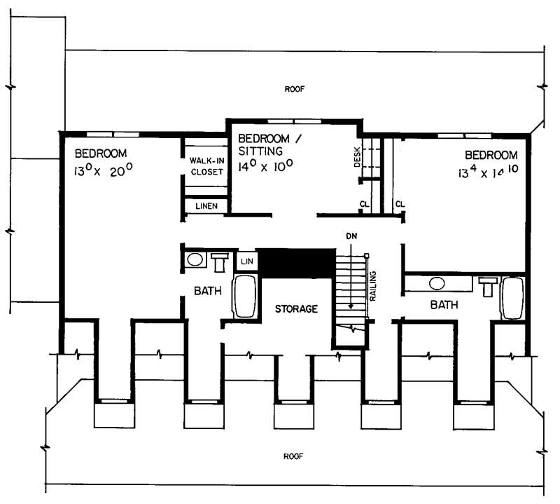 Floor Plan Second Story of Country Plan #137-1490