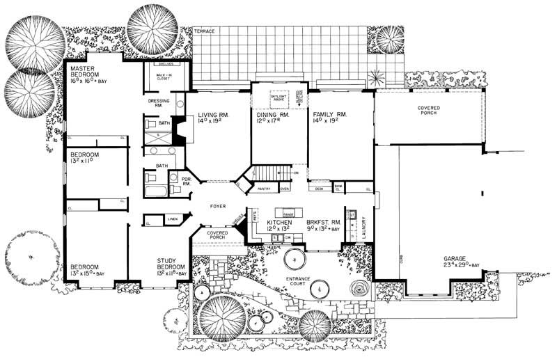 Floor Plan First Story of Ranch Plan #137-1491