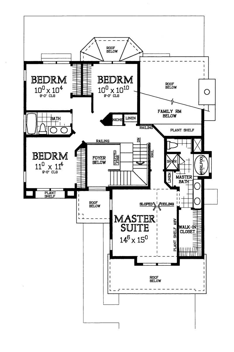 Floor Plan Second Story of Country Plan #137-1495