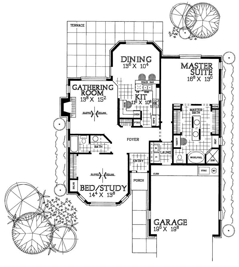 Floor Plan First Story of Country Plan #137-1496