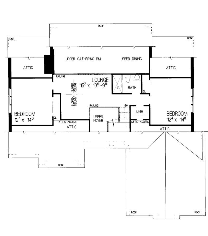 Floor Plan Second Story of Contemporary Plan #137-1501