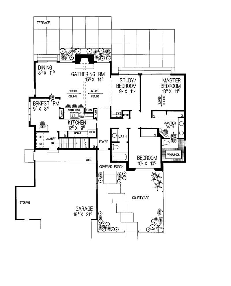 Floor Plan First Story of Country Plan #137-1502