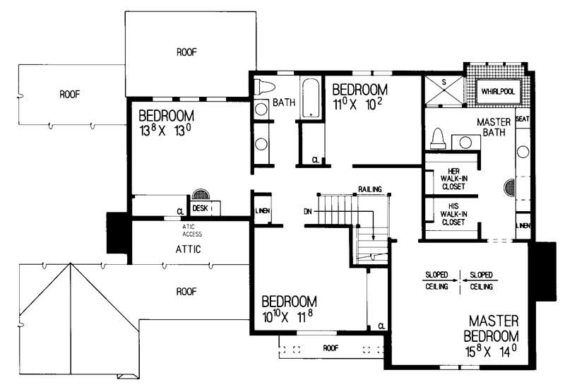 Floor Plan Second Story of Country Plan #137-1503