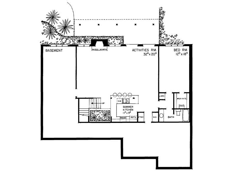 Floor Plan Basement of European Plan #137-1504