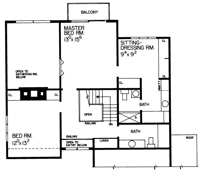 Floor Plan Second Story of Contemporary Plan #137-1507