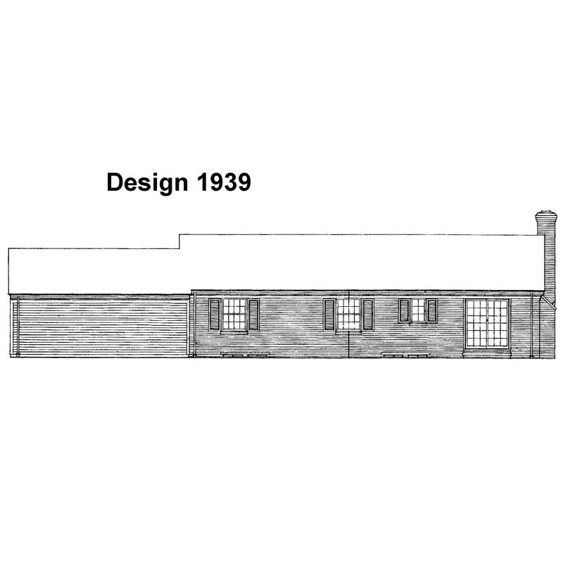 Home Plan Rear Elevation of this 3-Bedroom,1387 Sq Ft Plan -137-1509