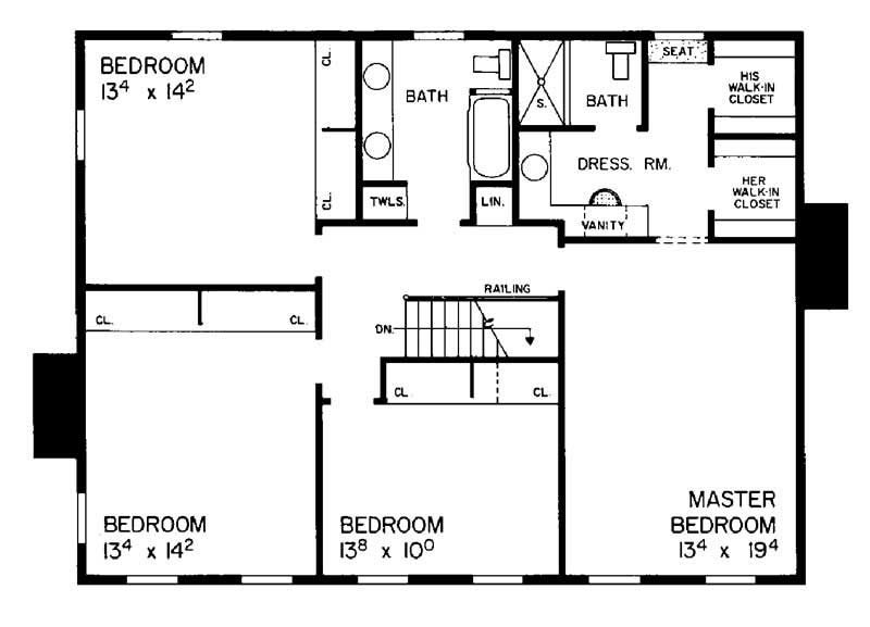 Floor Plan Second Story of Contemporary Plan #137-1510