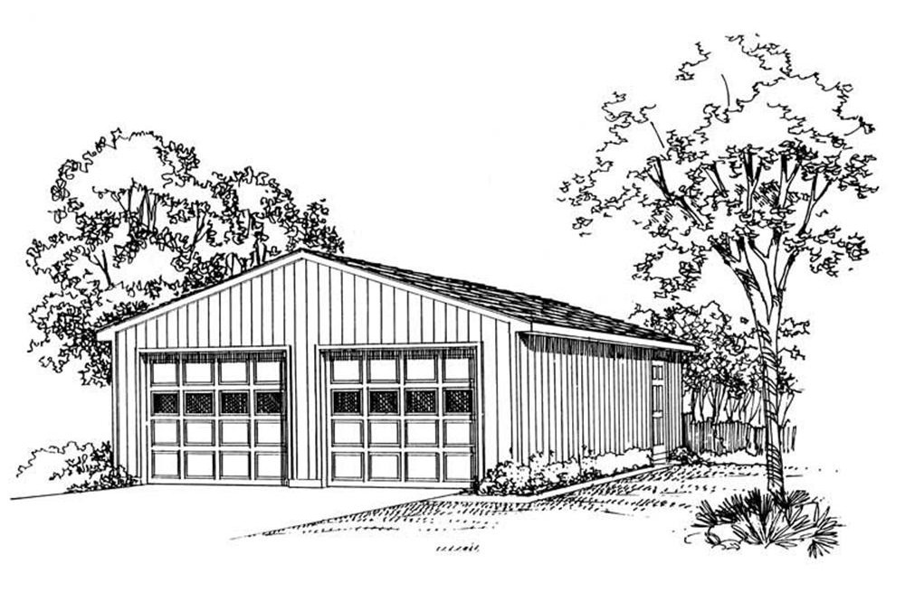 Rendering of Garage plan (ThePlanCollection: House Plan #137-1518)