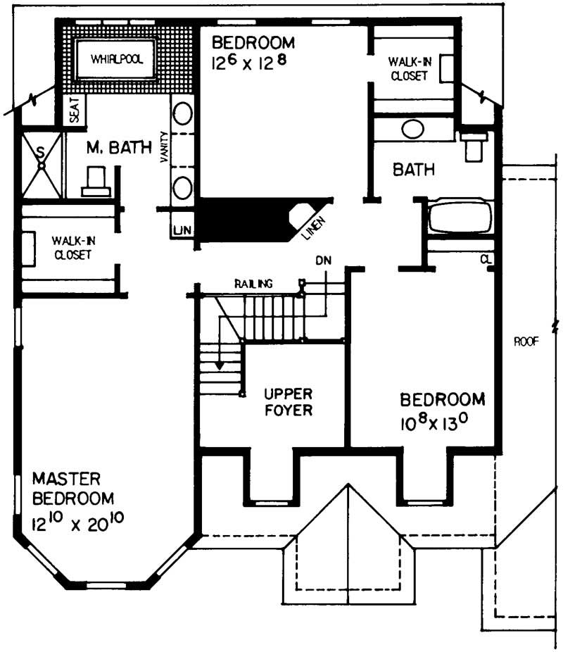 Floor Plan Second Story of Victorian Plan #137-1520