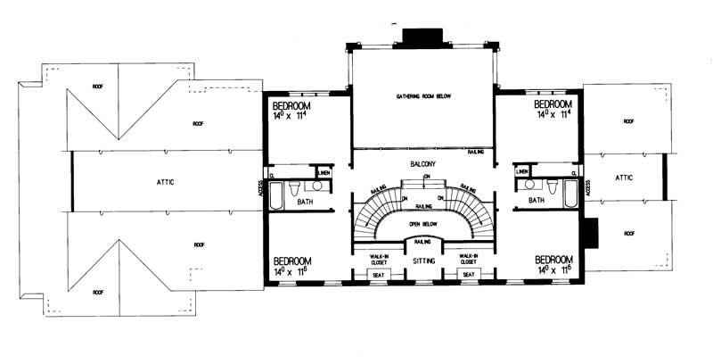 Floor Plan Second Story of Colonial Plan #137-1522