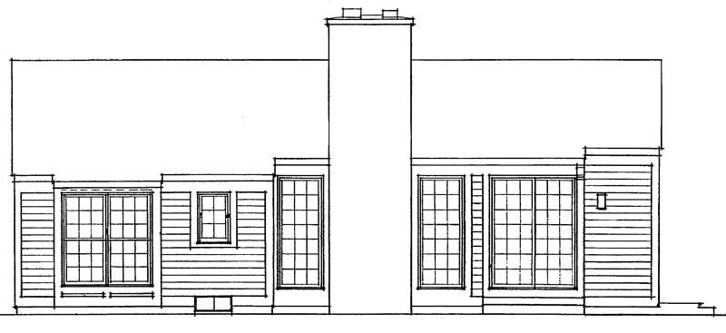 Home Plan Rear Elevation of this 3-Bedroom,1376 Sq Ft Plan -137-1523