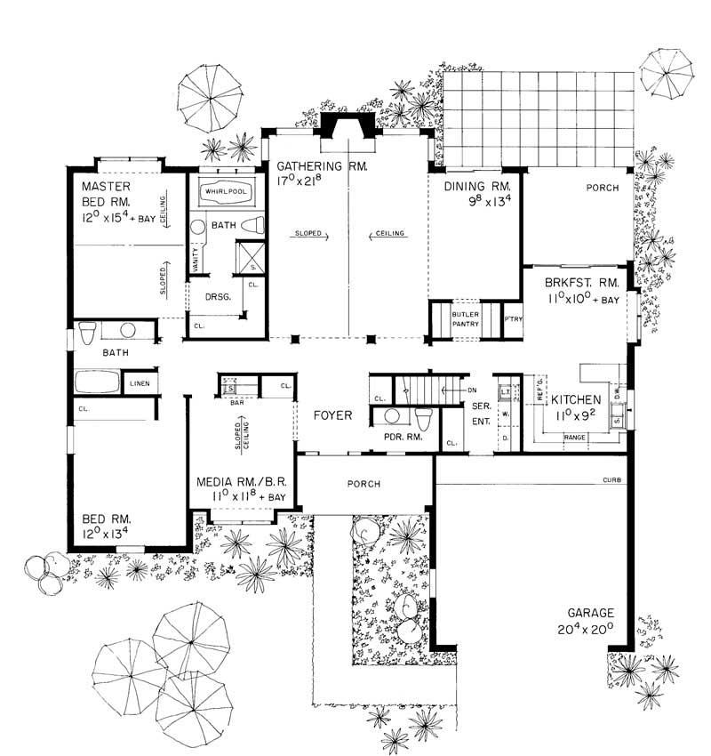 Floor Plan First Story of European Plan #137-1524