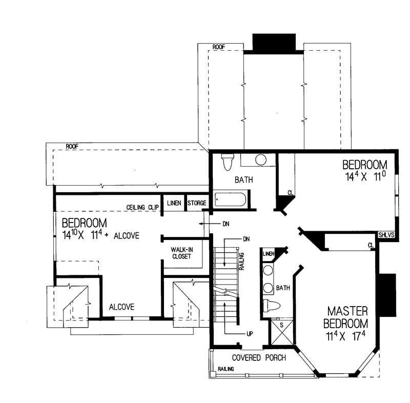 Floor Plan Second Story of Victorian Plan #137-1525