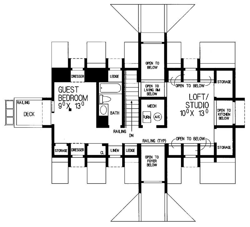 Floor Plan Second Story of Country Plan #137-1527