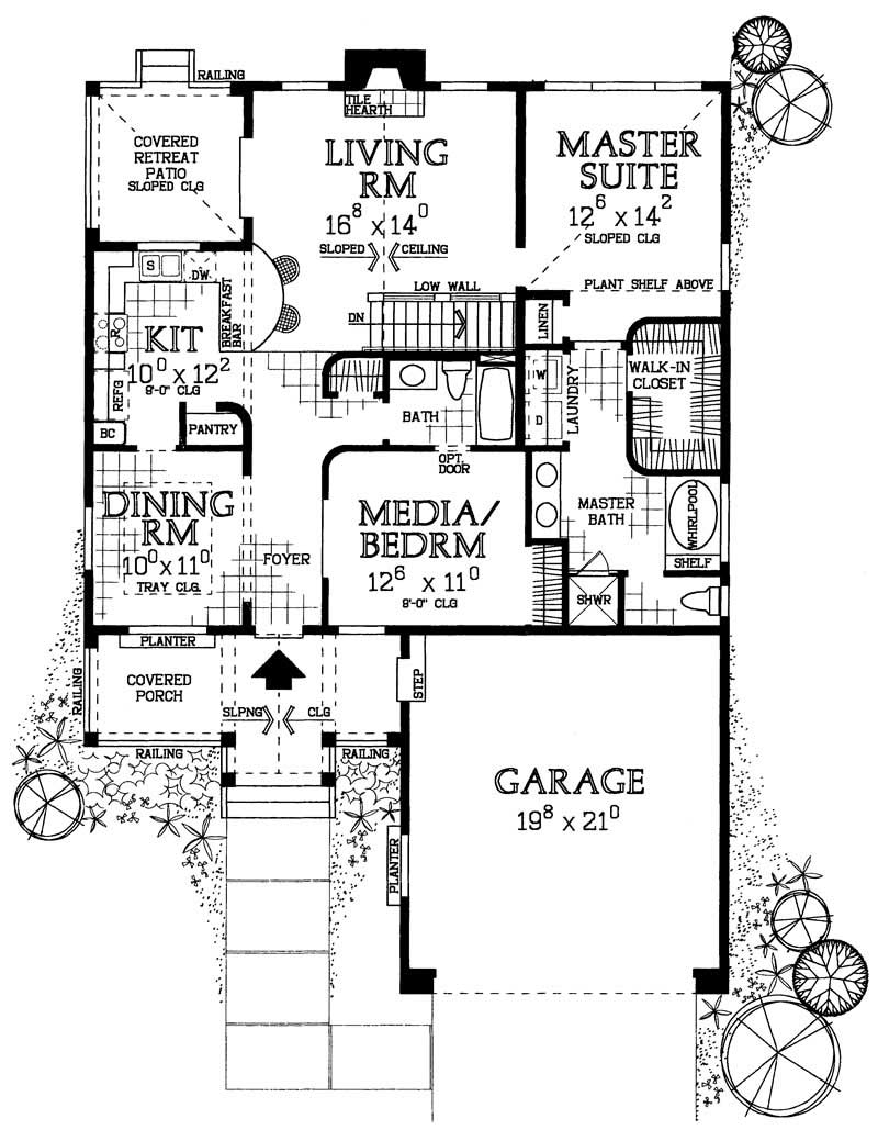 Floor Plan First Story of Bungalow Plan #137-1529