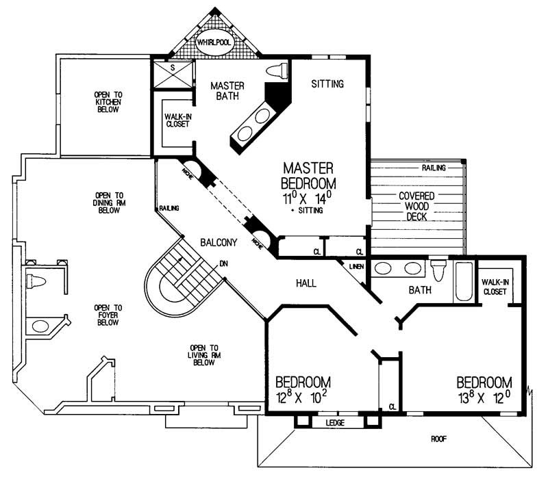 Floor Plan Second Story of Mediterranean Plan #137-1530