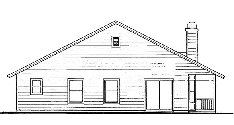 Home Plan Rear Elevation of this 3-Bedroom,1389 Sq Ft Plan -137-1532