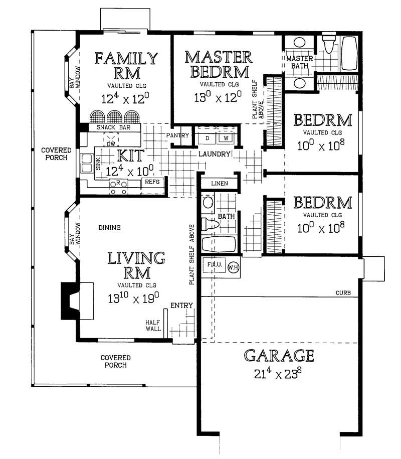 Floor Plan First Story of Country Plan #137-1532