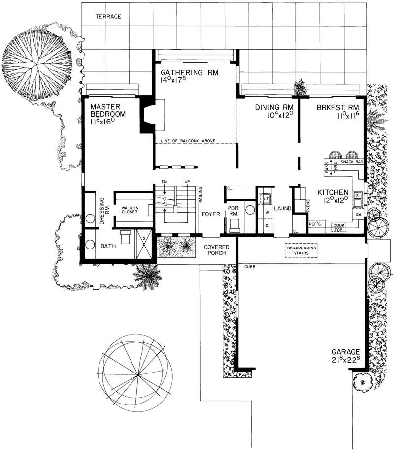 Floor Plan First Story of Contemporary Plan #137-1535