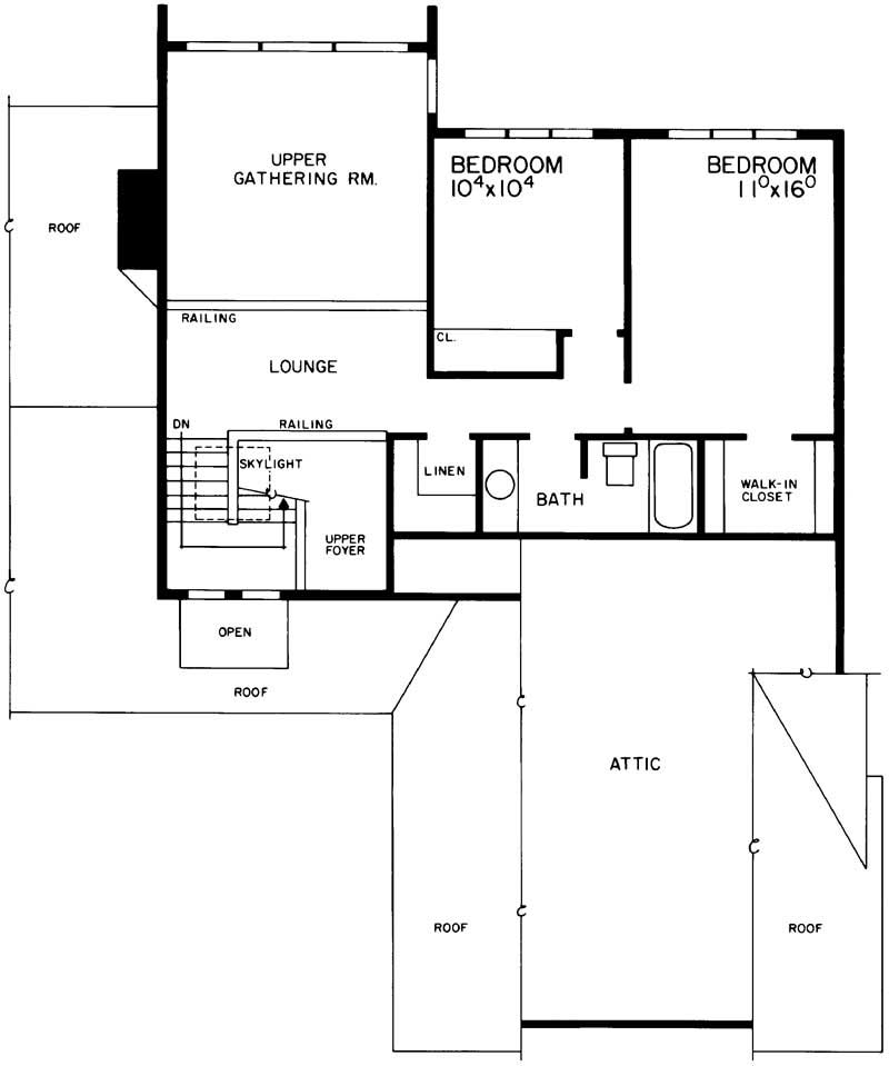 Floor Plan Second Story of Contemporary Plan #137-1535