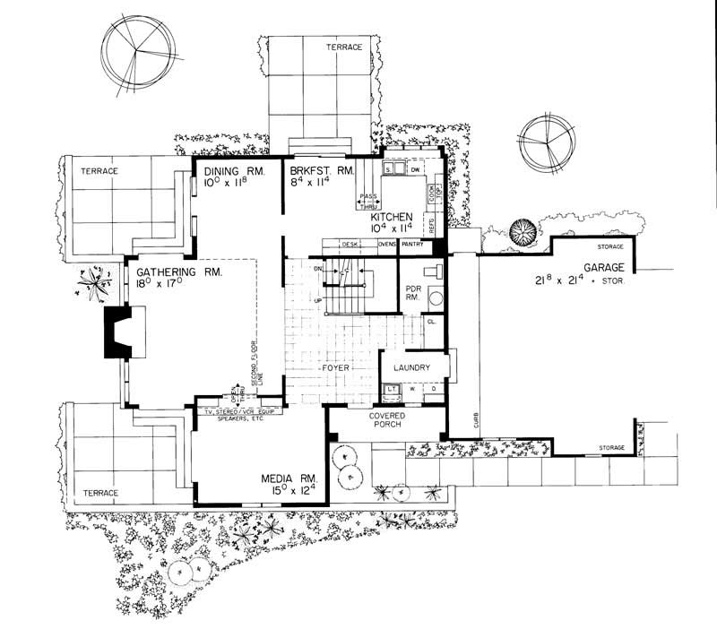 Floor Plan First Story of Contemporary Plan #137-1536