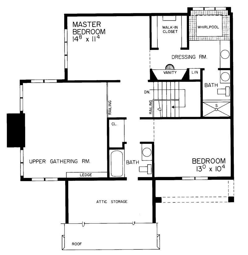 Floor Plan Second Story of Contemporary Plan #137-1536
