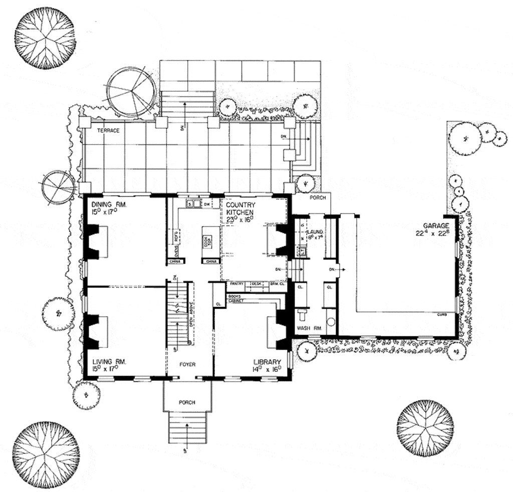 Floor Plan Main Level of Colonial Plan #137-1542