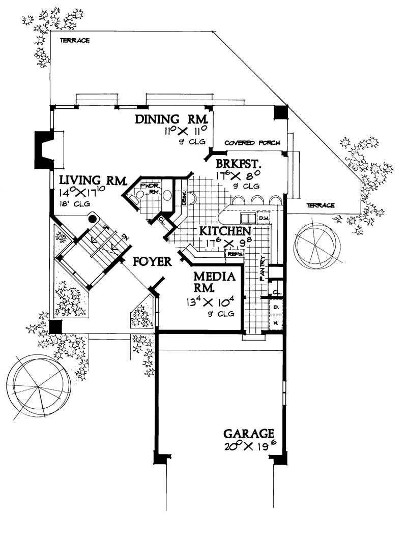 Floor Plan First Story of Contemporary Plan #137-1543