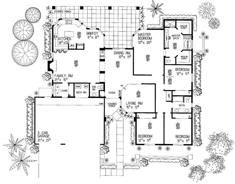 Floor Plan First Story of Southwest Plan #137-1544