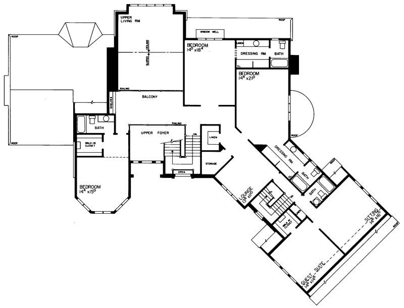 Floor Plan Second Story of European Plan #137-1545