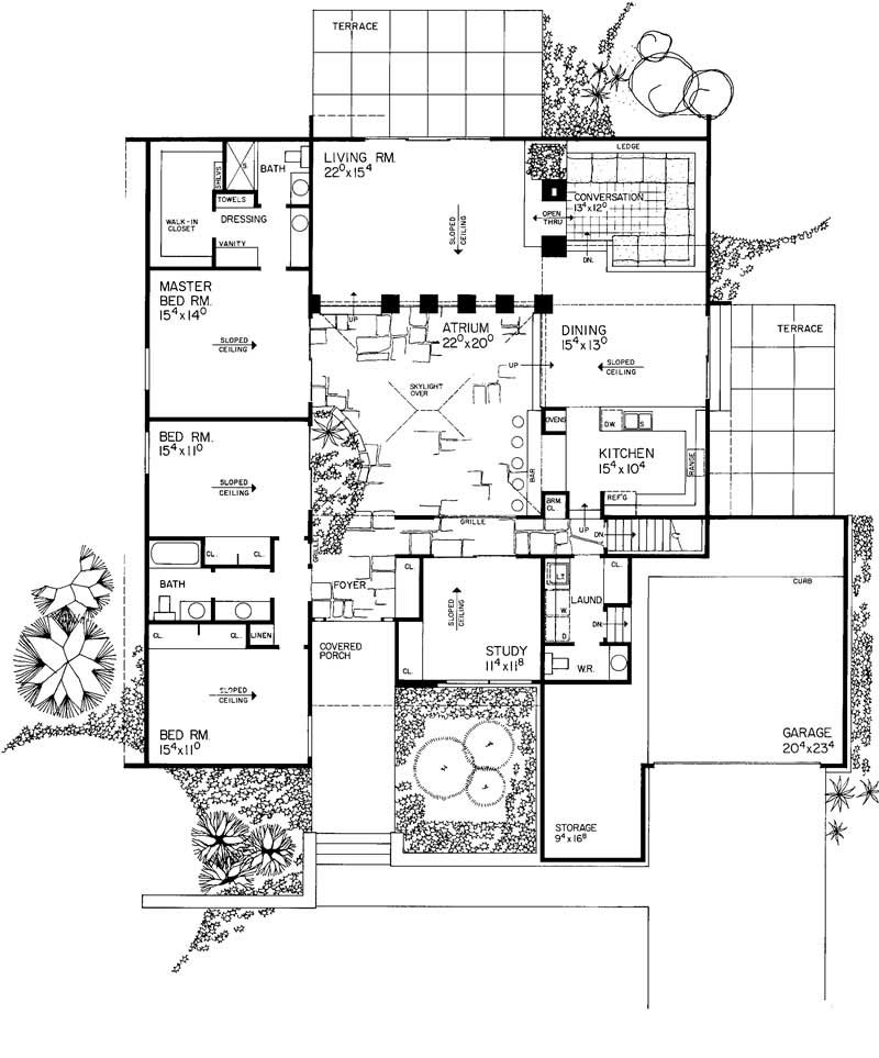 Floor Plan First Story of Contemporary Plan #137-1550