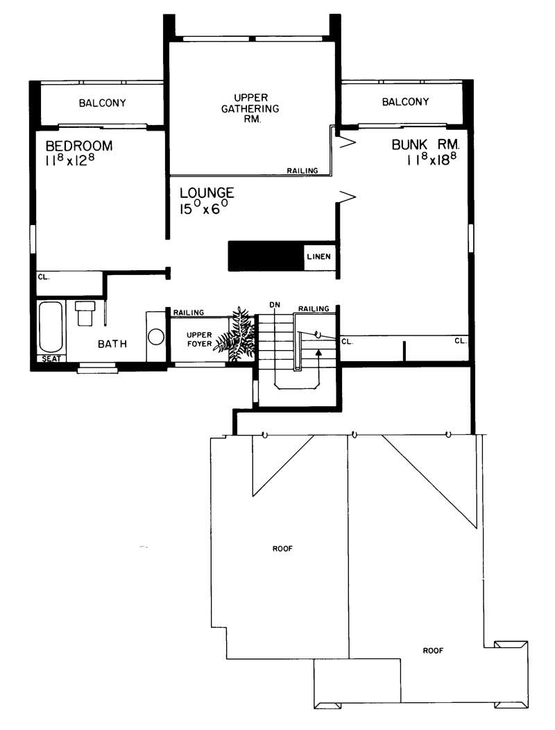 Floor Plan Second Story of Contemporary Plan #137-1551