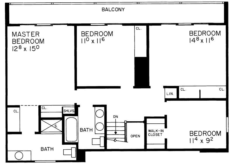Floor Plan Second Story of Country Plan #137-1552
