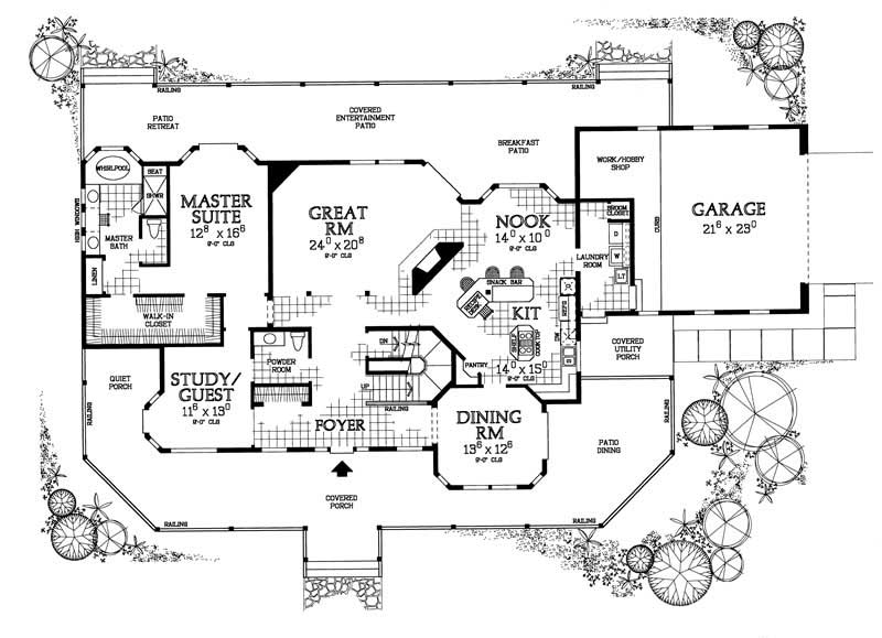 Floor Plan First Story of Country Plan #137-1556