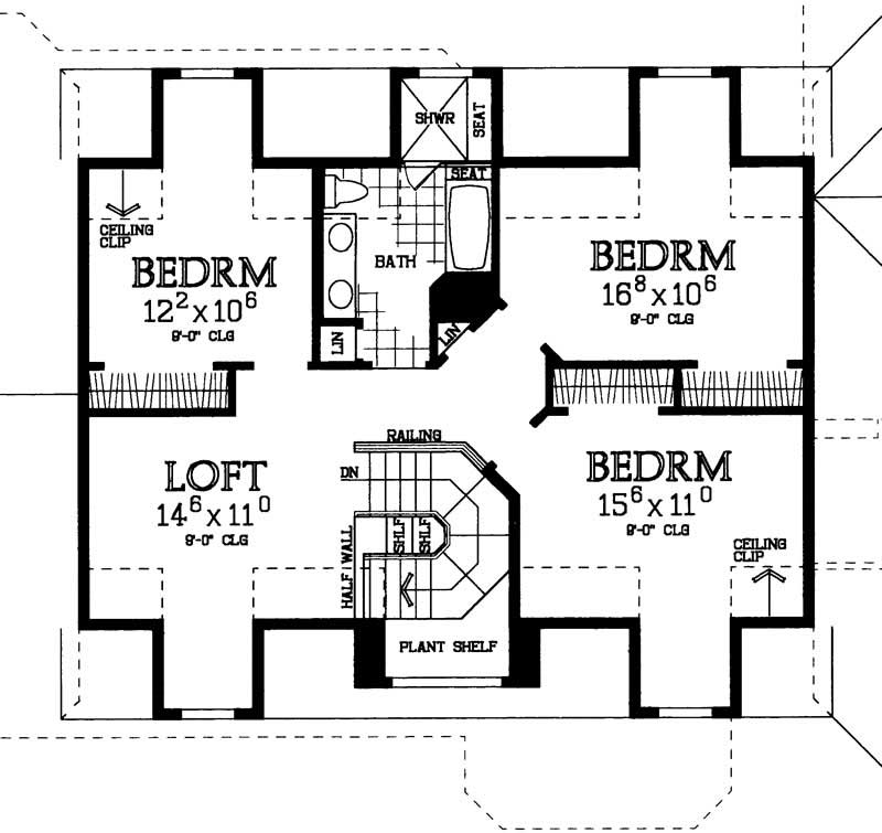 Floor Plan Second Story of Country Plan #137-1556