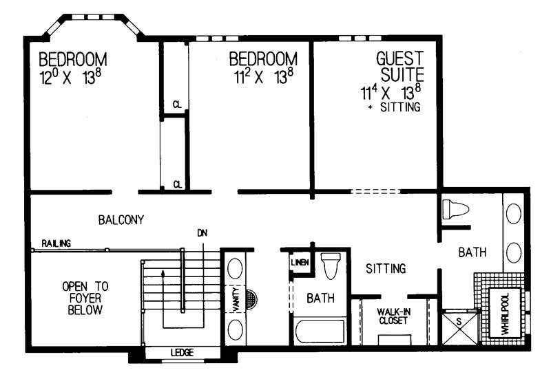 Floor Plan Second Story of Traditional Plan #137-1558