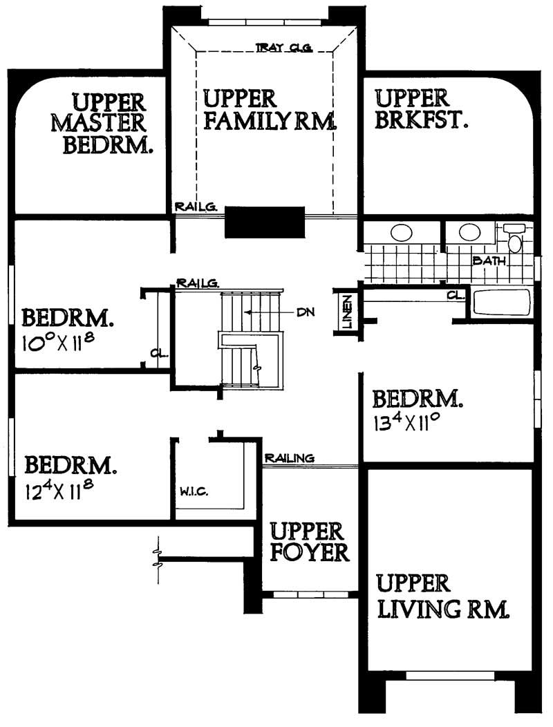 Floor Plan Second Story of Mediterranean Plan #137-1559