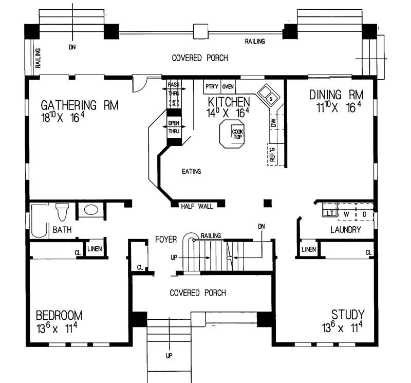 Floor Plan First Story of Craftsman Plan #137-1563