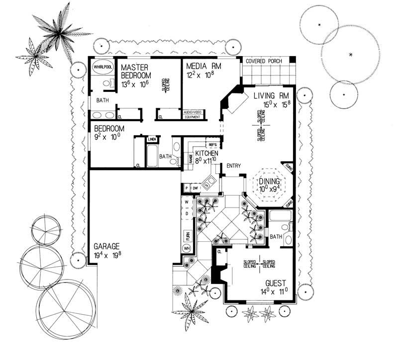 Floor Plan First Story of Bungalow Plan #137-1566
