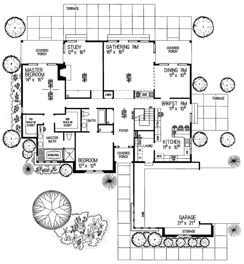 Floor Plan First Story of European Plan #137-1569
