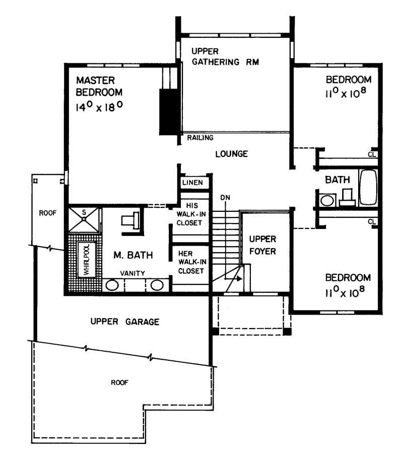 Floor Plan Second Story of Contemporary Plan #137-1572
