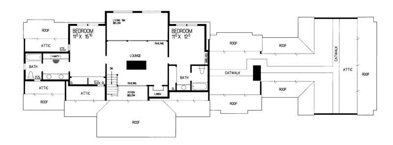Floor Plan Second Story of Colonial Plan #137-1573