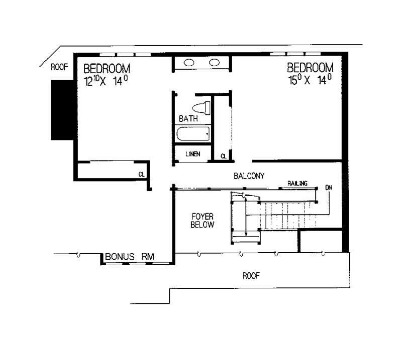 Floor Plan Second Story of European Plan #137-1574