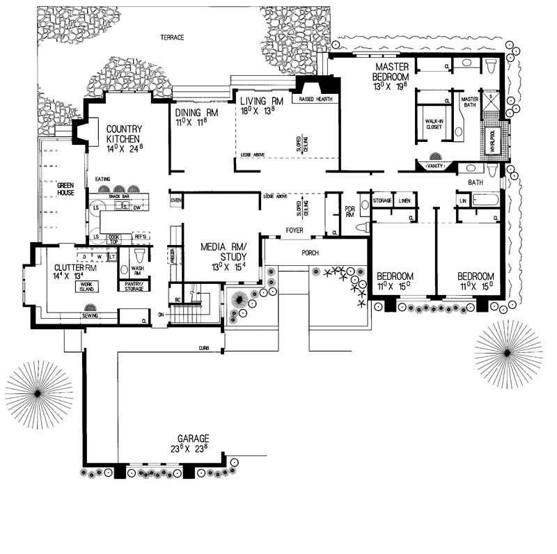 Floor Plan First Story of Contemporary Plan #137-1575