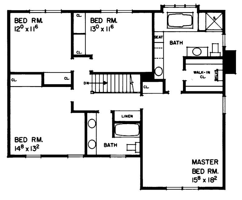 Floor Plan Second Story of Country Plan #137-1578